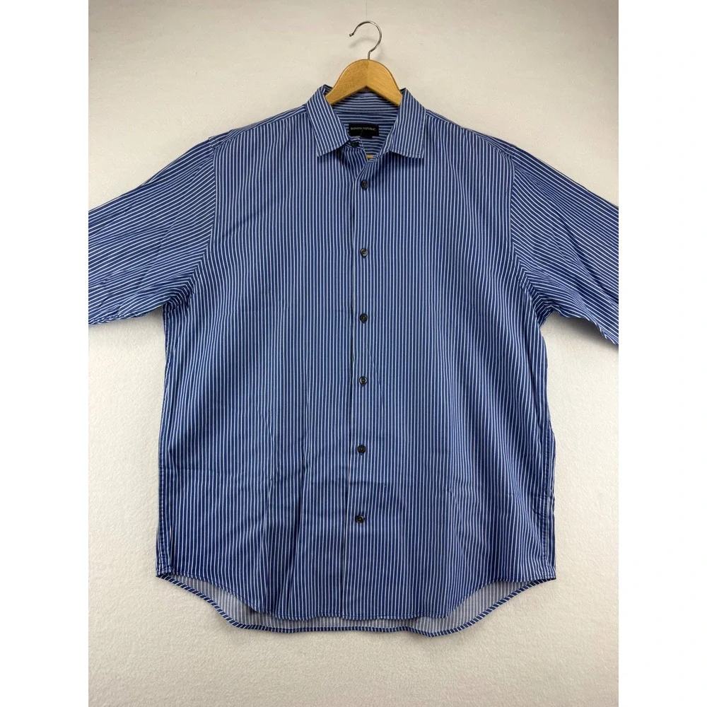 Banana Republic Shirt Mens XL Blue White Striped Long‎ Sleeve Button Down